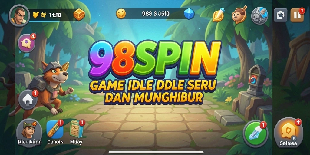 Tampilan gameplay menyenangkan dari 98SPIN dengan karakter mengumpulkan item secara otomatis.