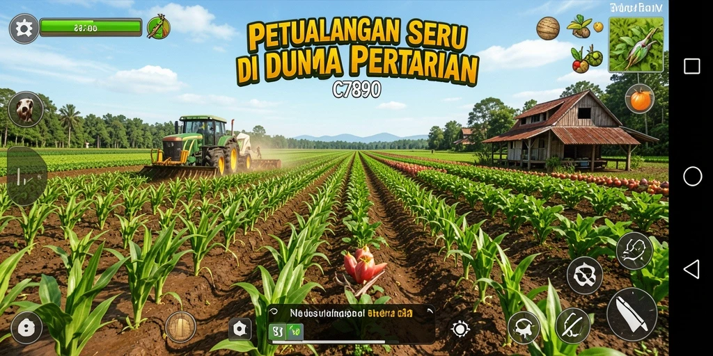 Tampilan gameplay C7890 yang menampilkan aktivitas pertanian yang seru.