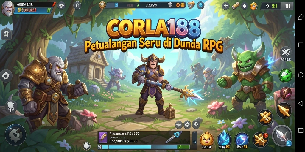 Tampilan gameplay CORLA188 dengan karakter yang beraksi di dunia RPG.