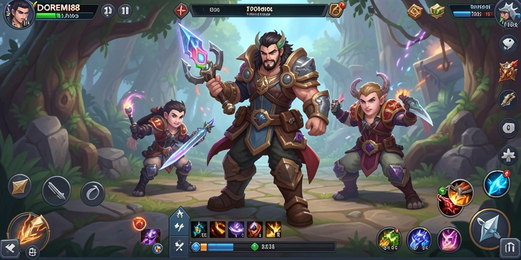 Tampilan screenshot utama DOREMI88 dengan aksi pertarungan ARPG yang intens.