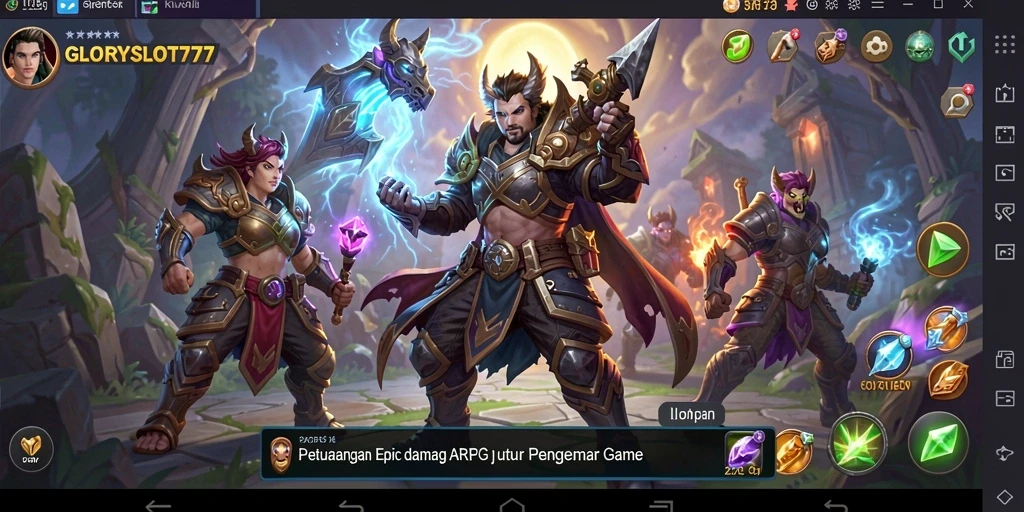 Screenshot gameplay GLORYSLOT777 menampilkan aksi pertarungan yang mendebarkan.