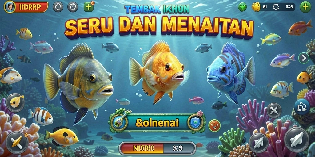 Tampilan gameplay menembak ikan yang seru dan interaktif.