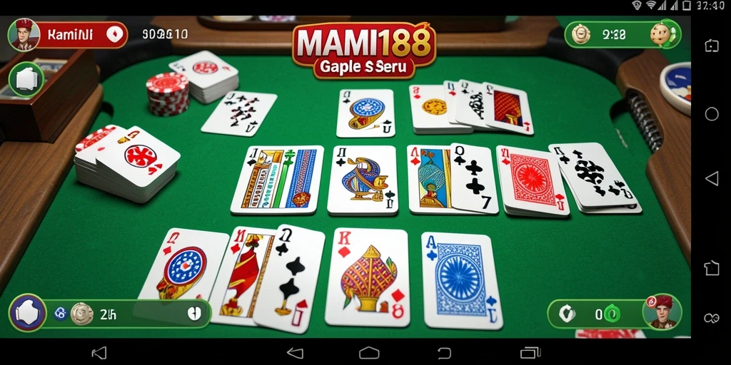 Screenshot MAMI188 menampilkan gameplay Gaple yang seru.