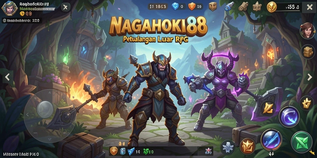 Screenshot gameplay NAGAHOKI88 menampilkan karakter dalam aksi pertarungan RPG.