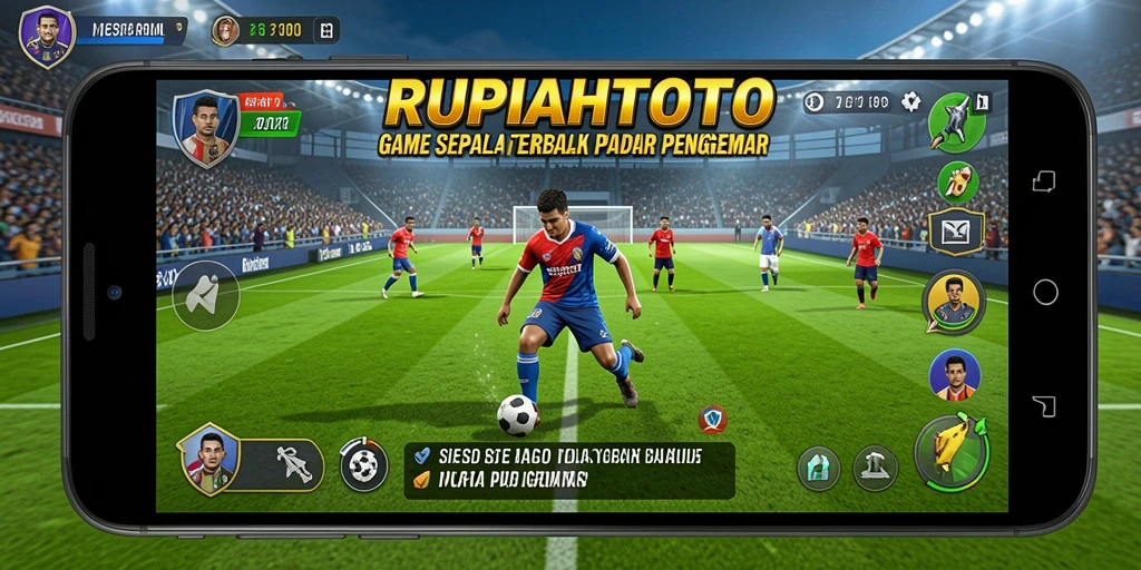 Screenshot gameplay RUPIAHTOTO dengan aksi sepak bola yang mendebarkan.