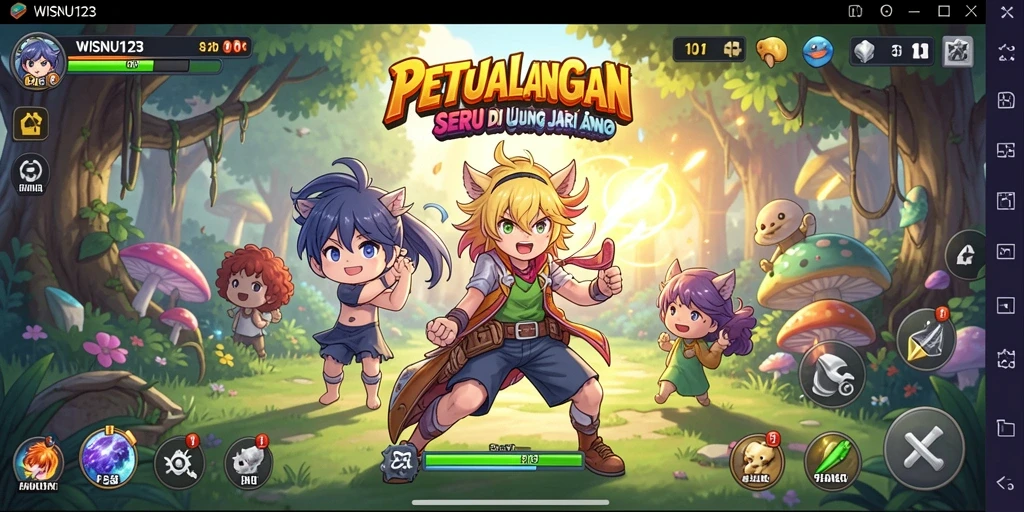 Screenshot gameplay WISNU123 menampilkan aksi karakter anime yang mendebarkan.